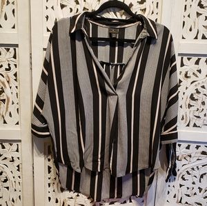 Worthington Black and Pink Verticle Stripe Shirt